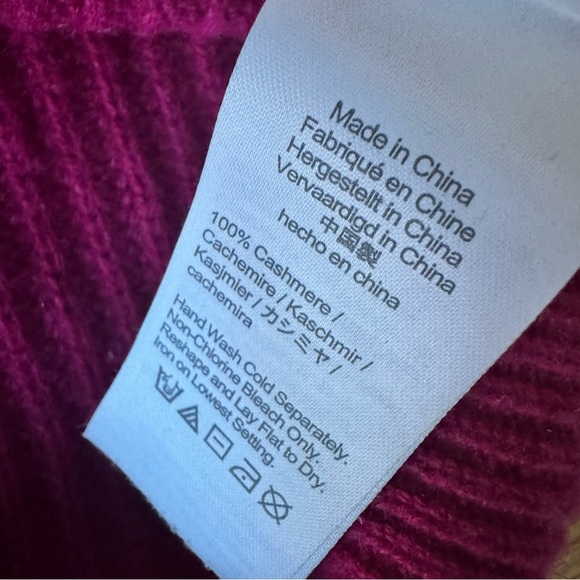 J Crew Cashmere Large Puff Sleeve Mockneck Sweater Ribbed Pink Purple Fuchsia - Picture 2 of 7